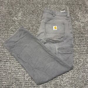 Carhartt Mens Relaxed Fit Work Pants 36x30 Gray Canvas Carpenter Jeans